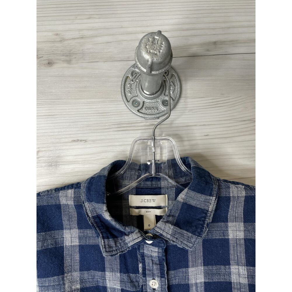J Crew Shirt Womens 0 Blue Gray Plaid‎ Button Front Long Sleeve Casual - Picture 2 of 9